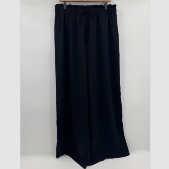 Shein Pants Women 2XL Curve Black Sheer Wide Leg Elastic Pull On High Rise - Picture 1 of 11